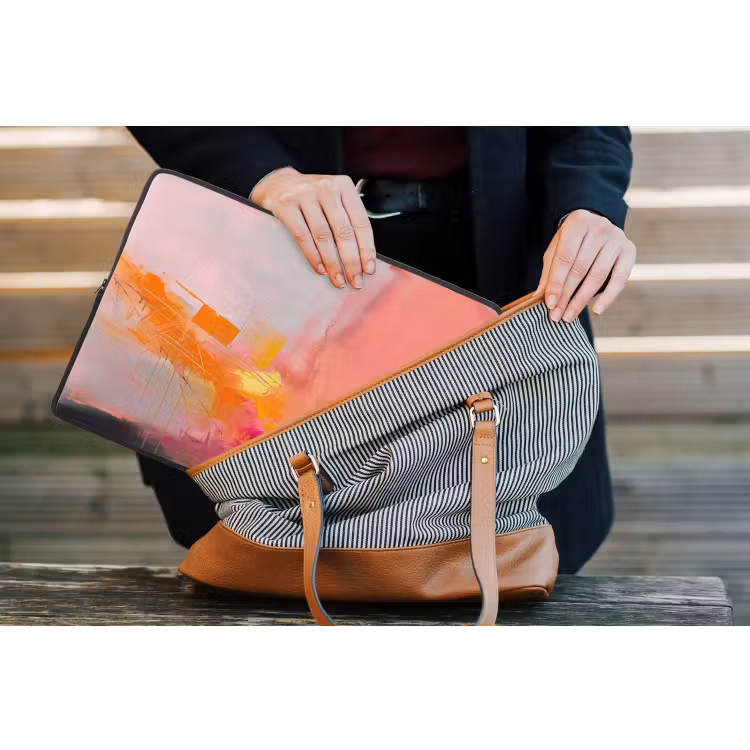 Abstract - Kleurrijk - Modern - Roze laptophoes neopreen klein -tas