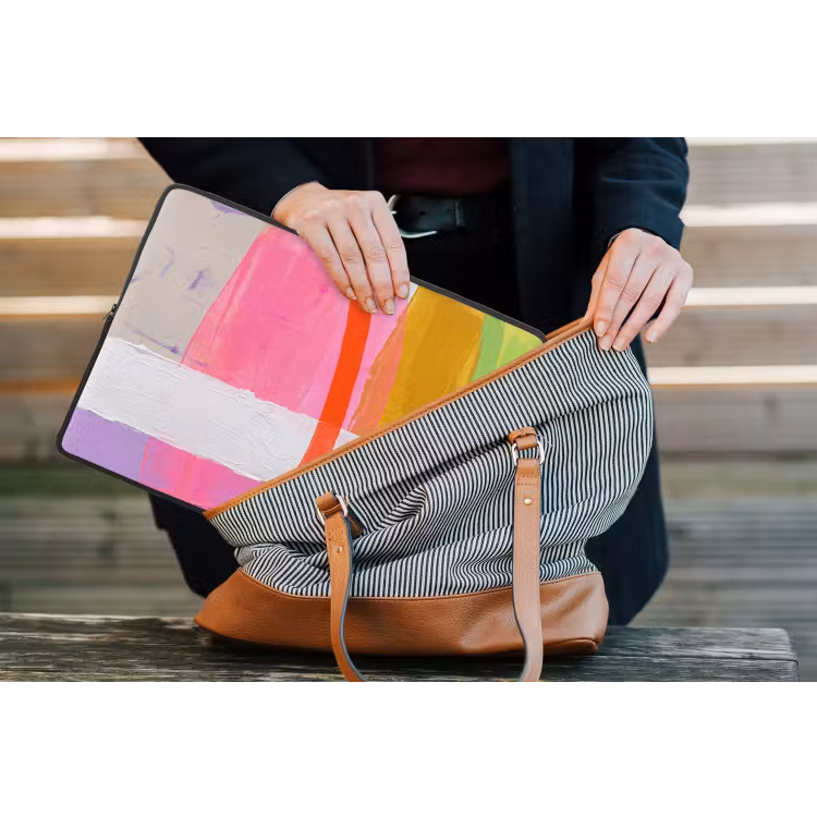 Abstract - Kleurrijk - Vormen - Modern - Kunst laptophoes neopreen klein -tas