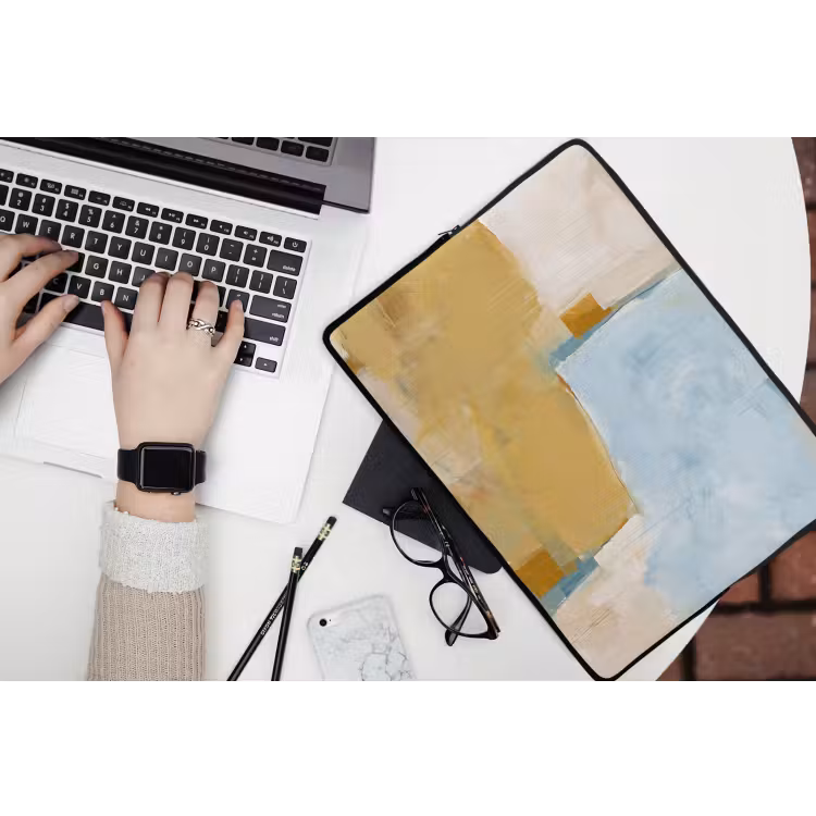Abstract - Kleuren - Kunst - Modern - Blauw laptophoes neopreen klein -bureau