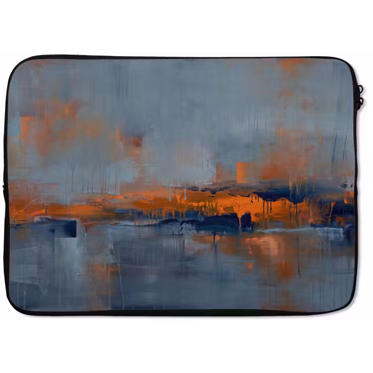 Abstract - Kleuren - Modern - Oranje - Grijs laptophoes neopreen klein -zkaufland3dotto