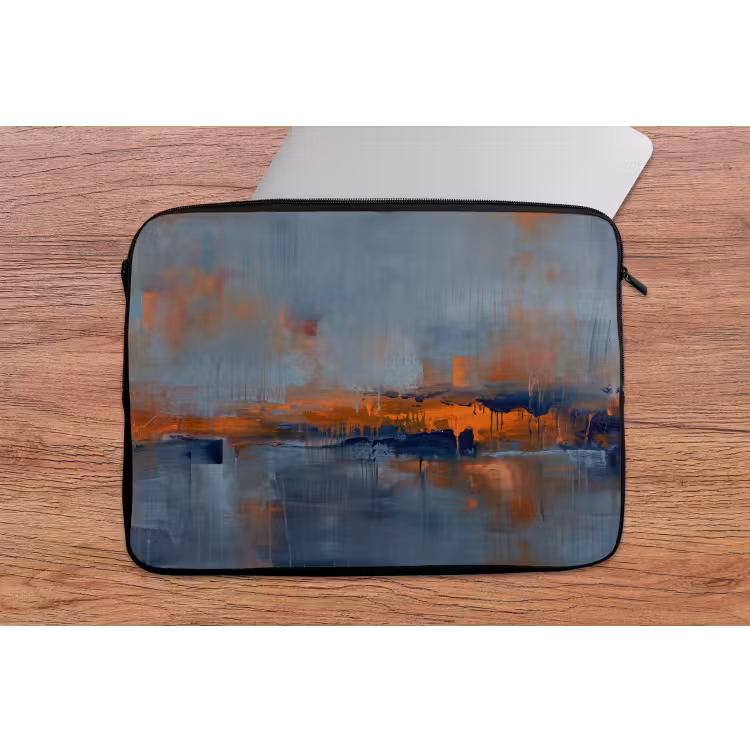 Abstract - Kleuren - Modern - Oranje - Grijs laptophoes neopreen klein -tafel