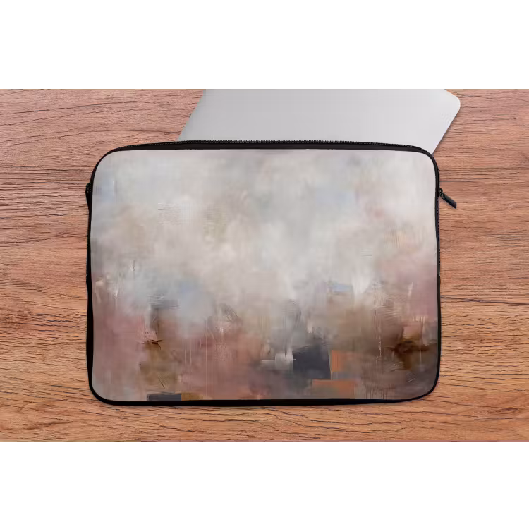 Abstract - Vloeiend - Kunst - Modern - Beige laptophoes neopreen klein -tafel