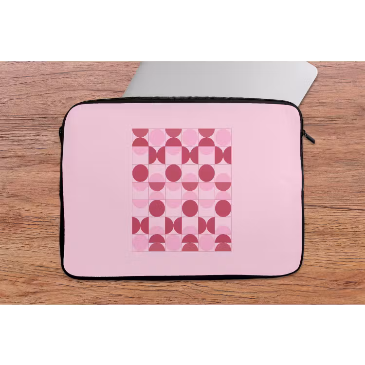Abstract - Geometrisch - Cirkels - Roze - Modern laptophoes neopreen klein -tafel