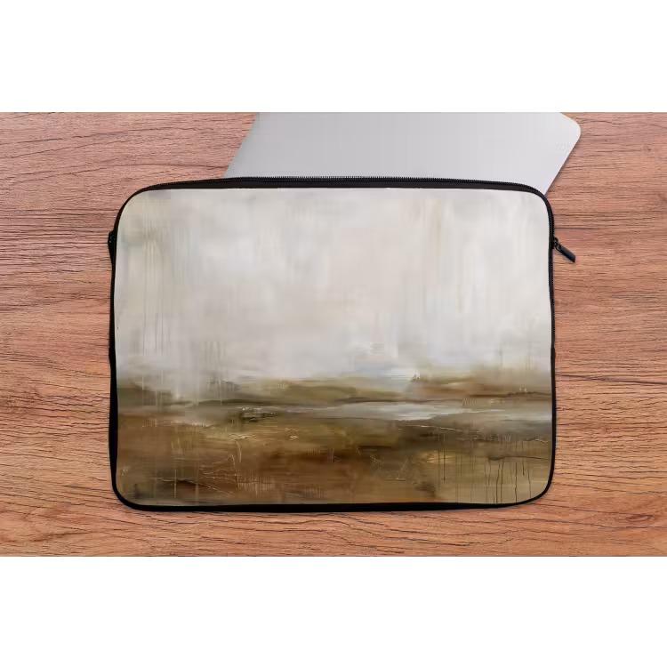 Abstract - Landschap - Natuur - Beige - Bruin laptophoes neopreen klein -tafel