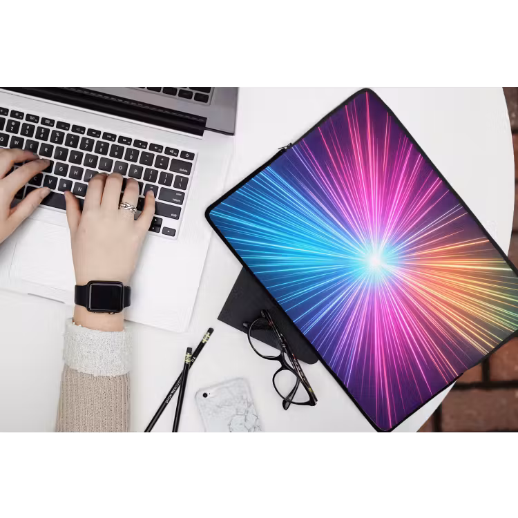 Abstract - Light - Burst - Modern - Colorful laptophoes neopreen klein -bureau