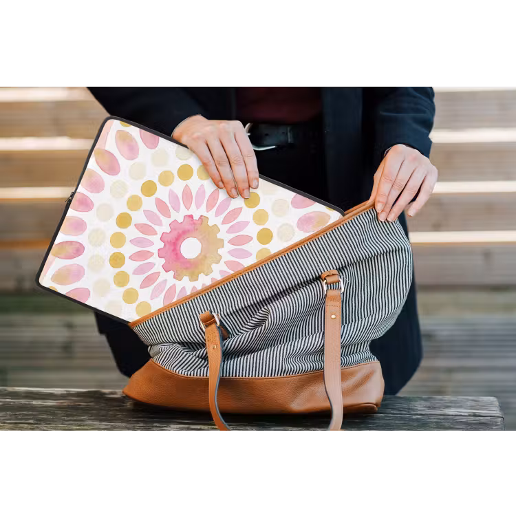 Abstract - Mandala - Kunst - Modern - Roze laptophoes neopreen klein -tas