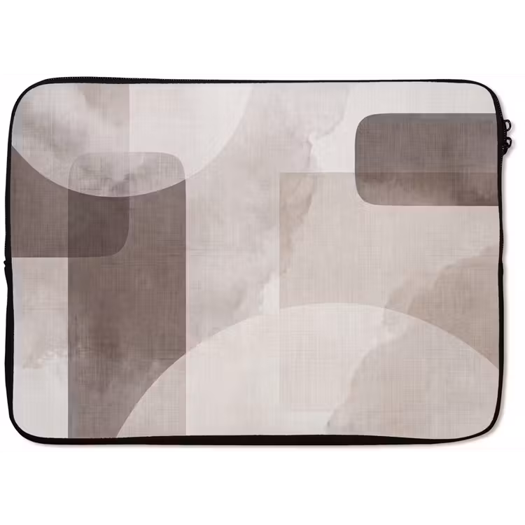 Laptop Sleeve - Abstract Shapes - Beige - Abstracte vormen - Beige laptophoes neopreen klein