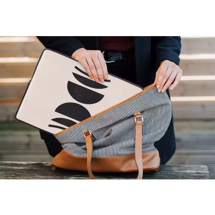 Laptop Sleeve - Abstract - Shapes - Black - Abstract - Vormen - Zwart laptophoes neopreen klein