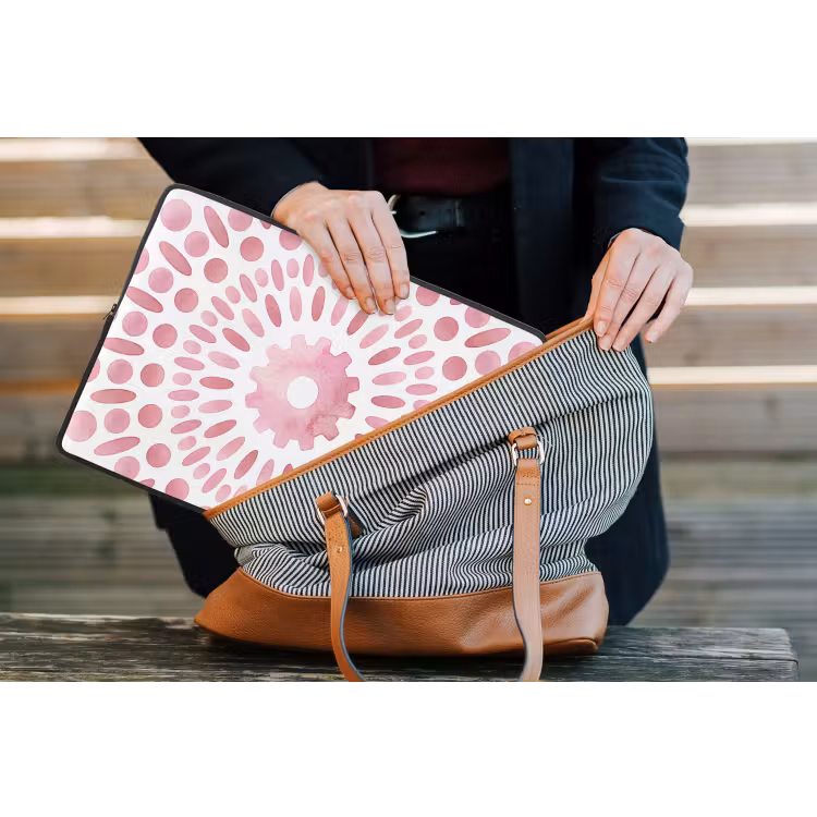 Abstract - Vormen - Patroon - Aquarel - Roze laptophoes neopreen klein -tas