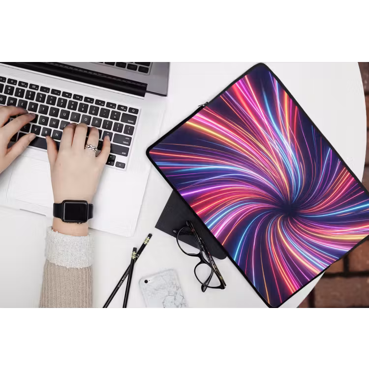 Abstract - Swirl - Futuristic - Neon laptophoes neopreen klein -bureau