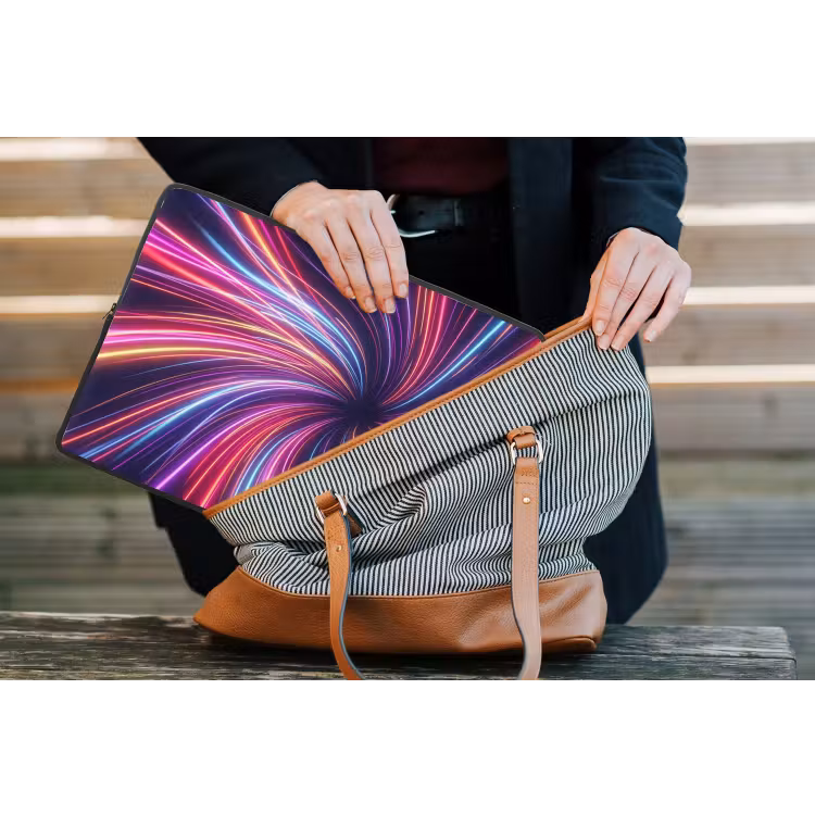 Abstract - Swirl - Futuristic - Neon laptophoes neopreen klein -tas