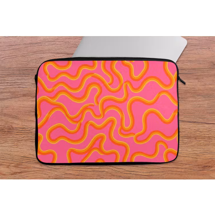 Abstract - Golvende lijnen - Modern - Kleurrijk laptophoes neopreen klein -tafel
