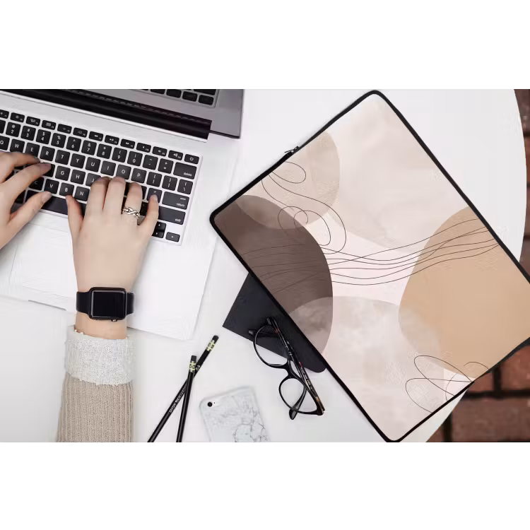 Laptop Sleeve - Abstraction - Beige - Modern - Abstractie - Beige - Modern laptophoes neopreen klein