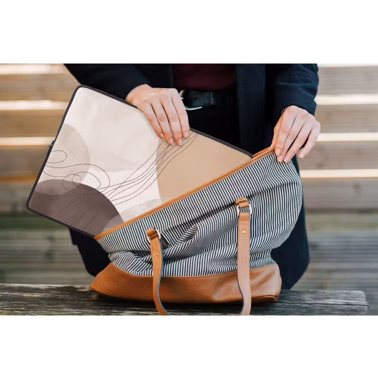 Laptop Sleeve - Abstraction - Beige - Modern - Abstractie - Beige - Modern laptophoes neopreen klein