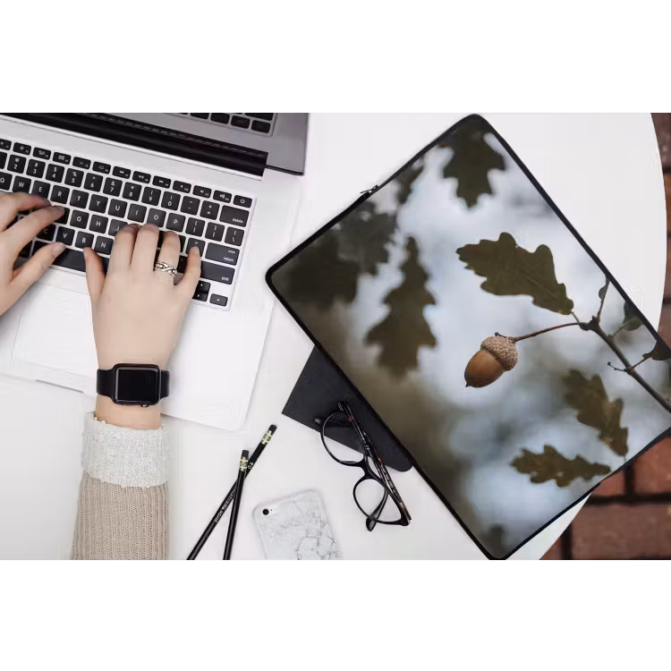 Eikel - Eikenblad - Bos - Herfst - Natuur laptophoes neopreen klein -bureau