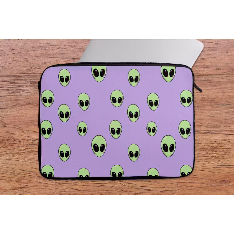 Alien - Retro - Lila laptophoes neopreen klein 279 -tafel