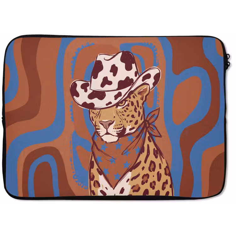 Dieren - Cowboyhoed - Modern - Illustratie - Bruin laptophoes neopreen klein -zkaufland3dotto