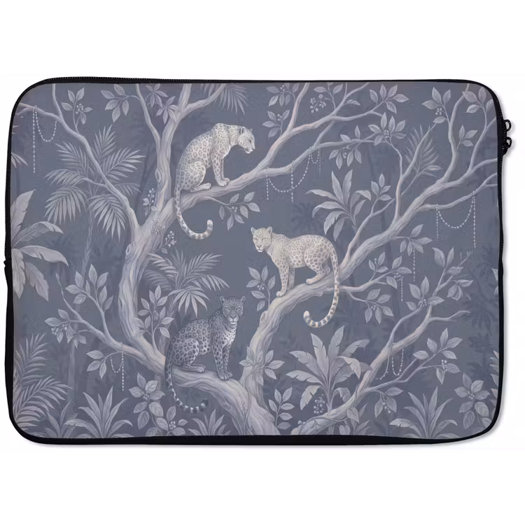 Dieren - Jungle - Illustratie - Bomen - Blauw laptophoes neopreen klein -zkaufland3dotto