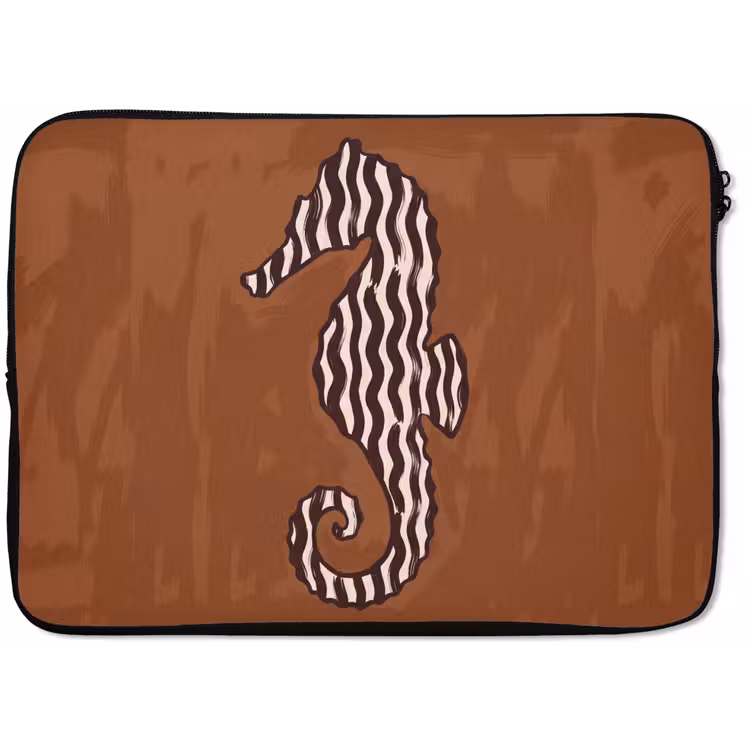 Dieren - Zeepaardje - Abstract - Bruin - Strepen laptophoes neopreen klein -zkaufland3dotto