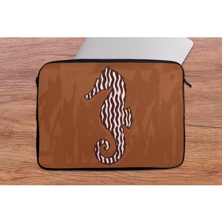 Dieren - Zeepaardje - Abstract - Bruin - Strepen laptophoes neopreen klein -tafel