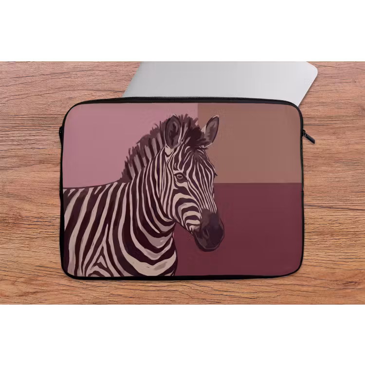 Dieren - Zebrahoofd - Wildlife - Modern - Bruin laptophoes neopreen klein -tafel