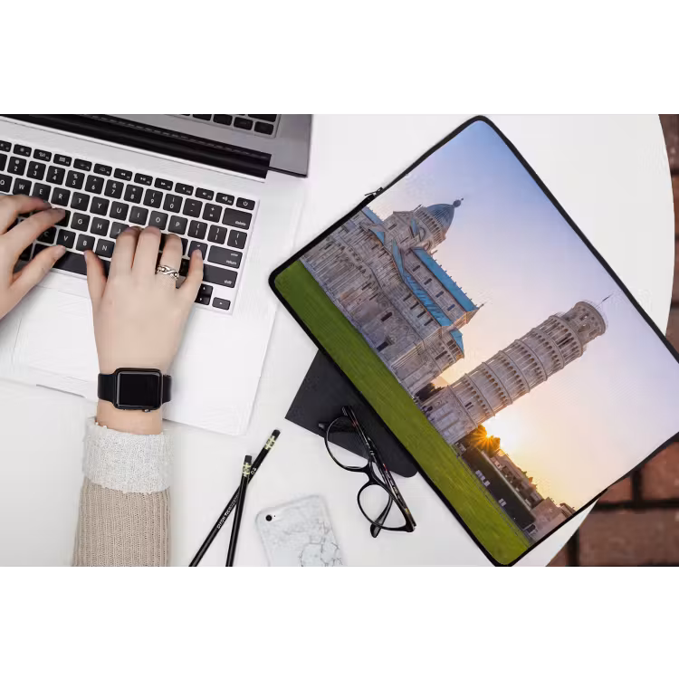 Architectuur - Toren - Pisa - Italië - Zonsondergang laptophoes neopreen klein -bureau