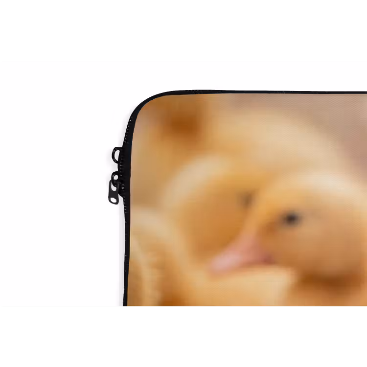 Pijltje - Eend - Natuur - Geel laptophoes neopreen klein -detail