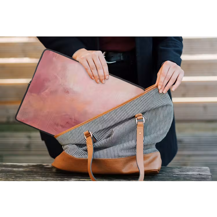 Kunst - Vloeiend - Pastel - Abstract laptophoes neopreen klein -tas
