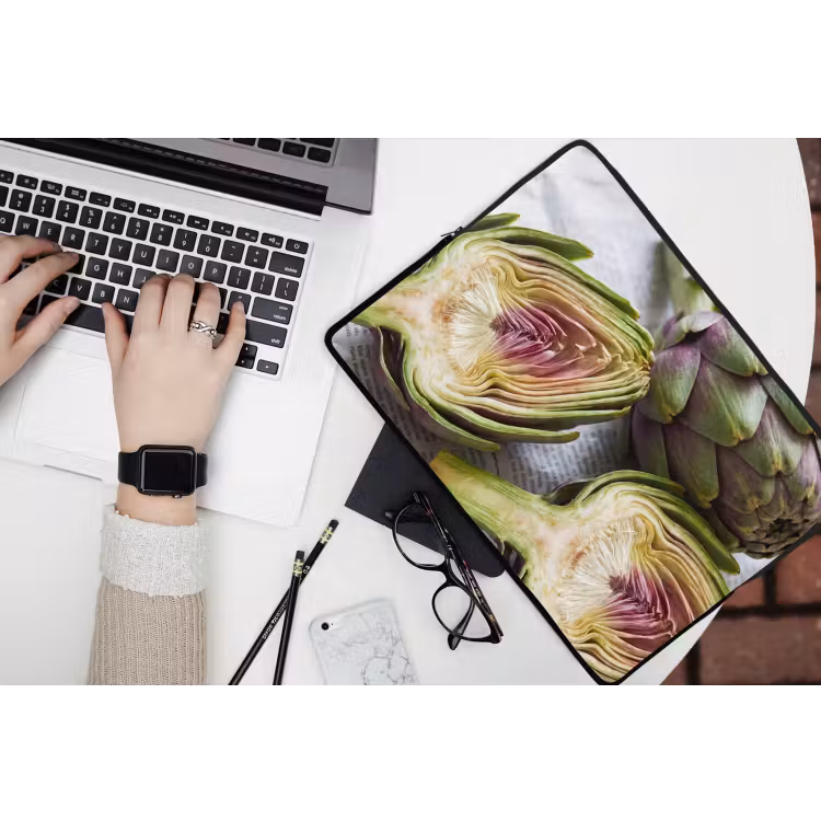 Laptop Sleeve - Artichoke - Cut in Half - Food - Artisjok - Doorgesneden - Eten laptophoes neopreen klein