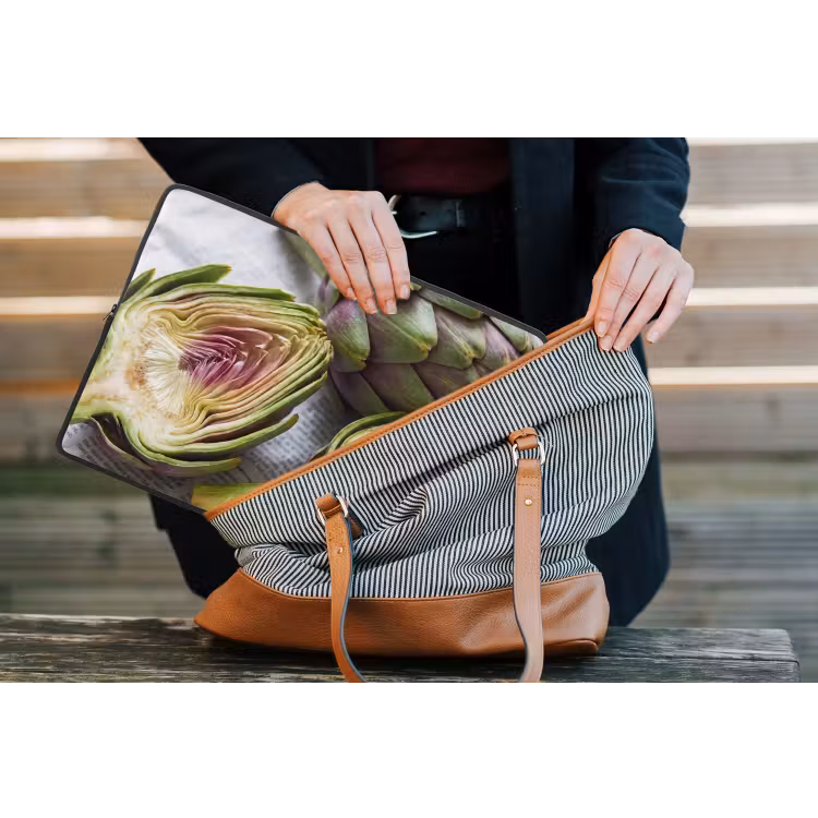 Laptop Sleeve - Artichoke - Cut in Half - Food - Artisjok - Doorgesneden - Eten laptophoes neopreen klein