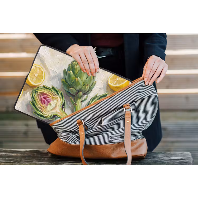 Laptop Sleeve - Artichoke - Lemon - Food - Artisjok - Citroen - Eten laptophoes neopreen klein