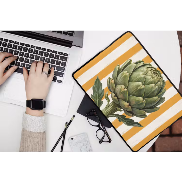 Laptop Sleeve - Artichoke - Modern - Vegetable - Artisjok - Modern - Groente laptophoes neopreen klein