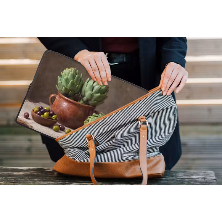 Laptop Sleeve - Artichokes - Olives - Food - Artisjokken - Olijven - Eten laptophoes neopreen klein