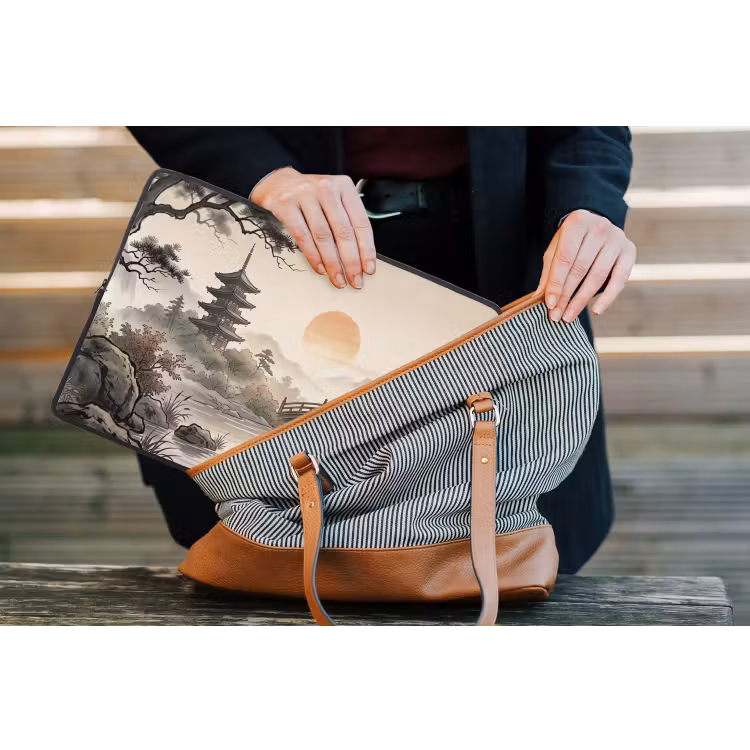 Azië - Landschap - Kleurrijk laptophoes neopreen klein -tas