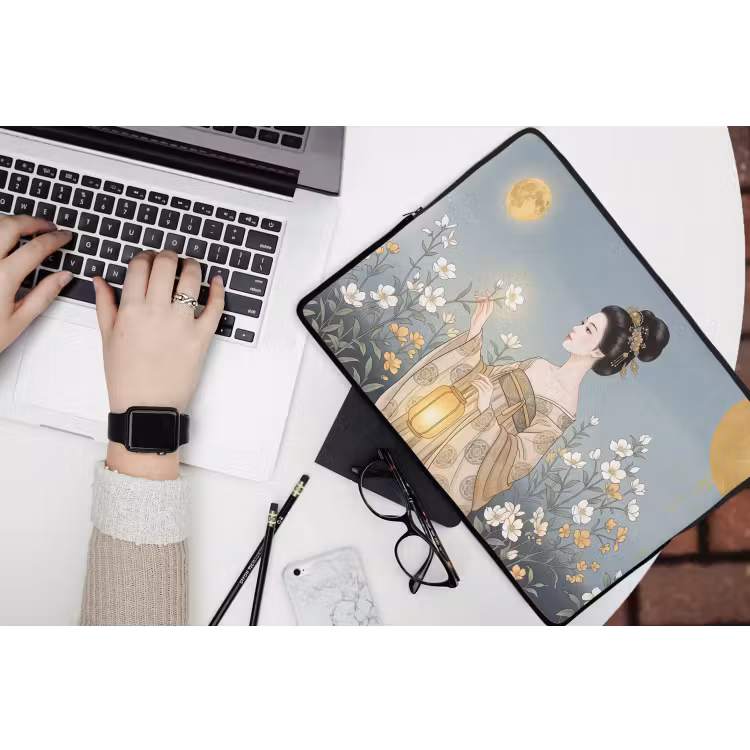 Aziatisch - Vrouw - Kimono laptophoes neopreen klein -bureau