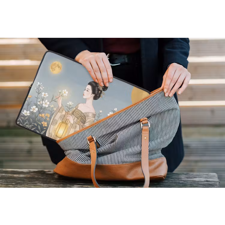Aziatisch - Vrouw - Kimono laptophoes neopreen klein -tas