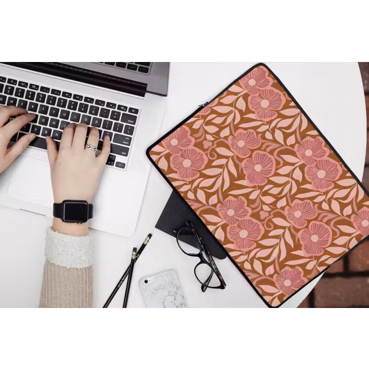Sfeer - Bloemen - Roze laptophoes neopreen klein 279 -bureau