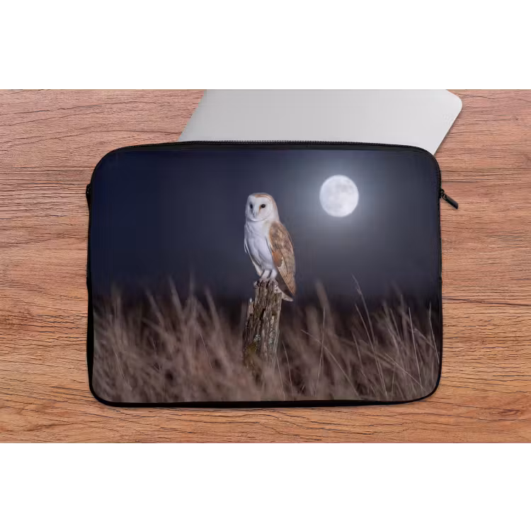 Kerkuil - Maan - Nacht laptophoes neopreen klein -tafel