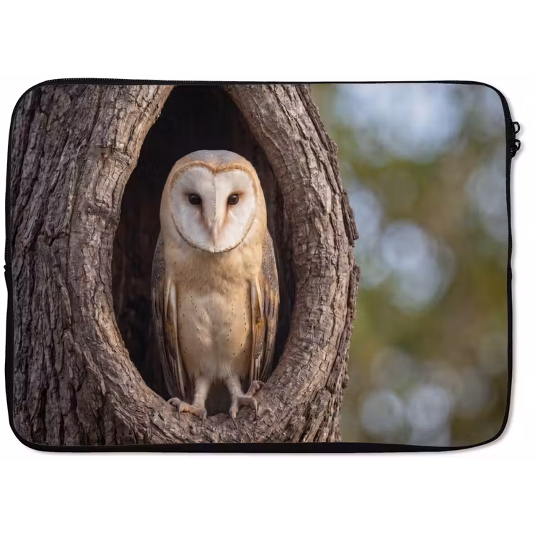 Kerkuil - Boom - Natuur - Bruin laptophoes neopreen klein -zkaufland3dotto