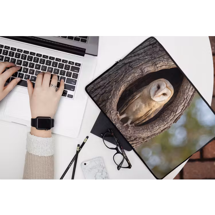 Kerkuil - Boom - Natuur - Bruin laptophoes neopreen klein -bureau