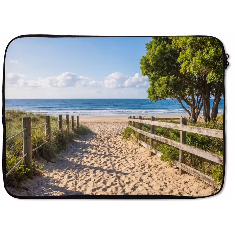Strand - Zandpad - Oceaan - Natuur laptophoes neopreen klein -zkaufland3dotto