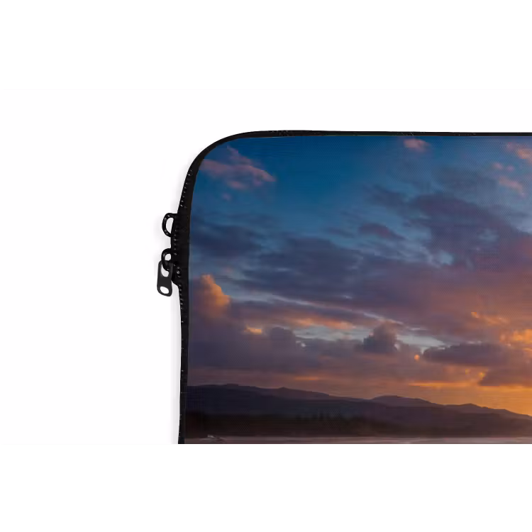 Strand - Zonsondergang - Golven - Natuur - Oranje laptophoes neopreen klein -detail