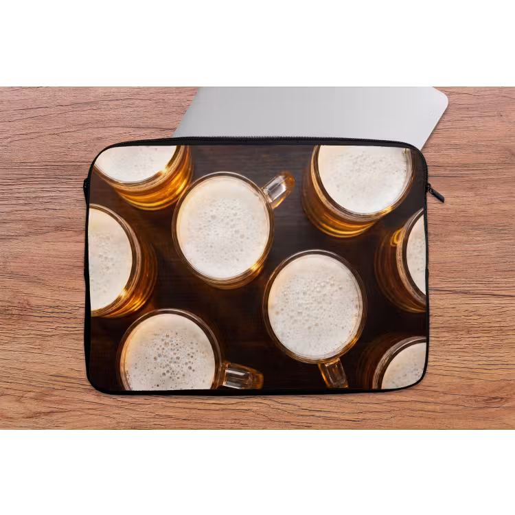 Bier - Glazen - Schuim - Hout - Drank laptophoes neopreen klein -tafel