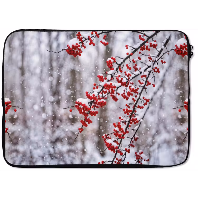 Bessen - Takken - Sneeuw - Winter - Kleurrijk laptophoes neopreen klein -zkaufland3dotto