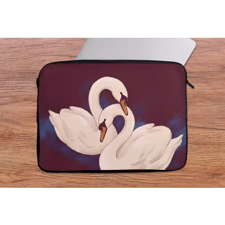 Vogel - Koppel - Liefde - Abstract - Wit laptophoes neopreen klein -tafel