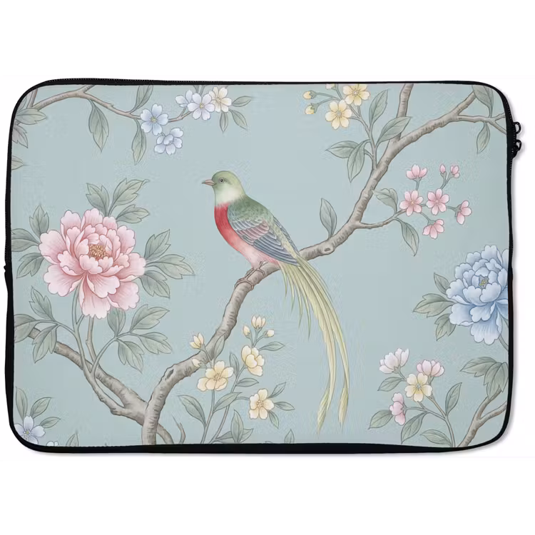 Vogel - Bloemen - Kleurrijk laptophoes neopreen klein -zkaufland3dotto