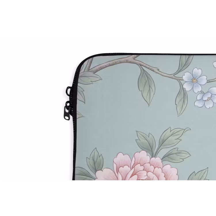 Vogel - Bloemen - Kleurrijk laptophoes neopreen klein -detail