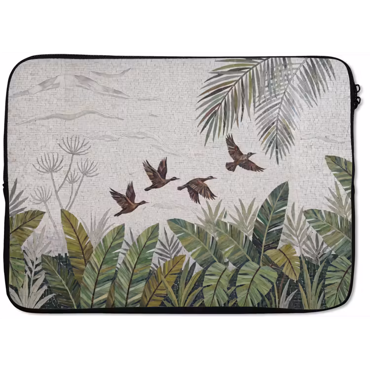 Vogel - Vliegend - Tropisch - Mozaïek - Groen laptophoes neopreen klein -zkaufland3dotto