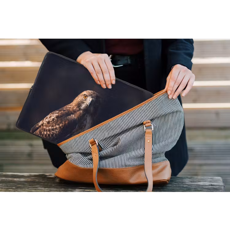 Roofvogel - Buizerd - Bruin laptophoes neopreen klein -tas