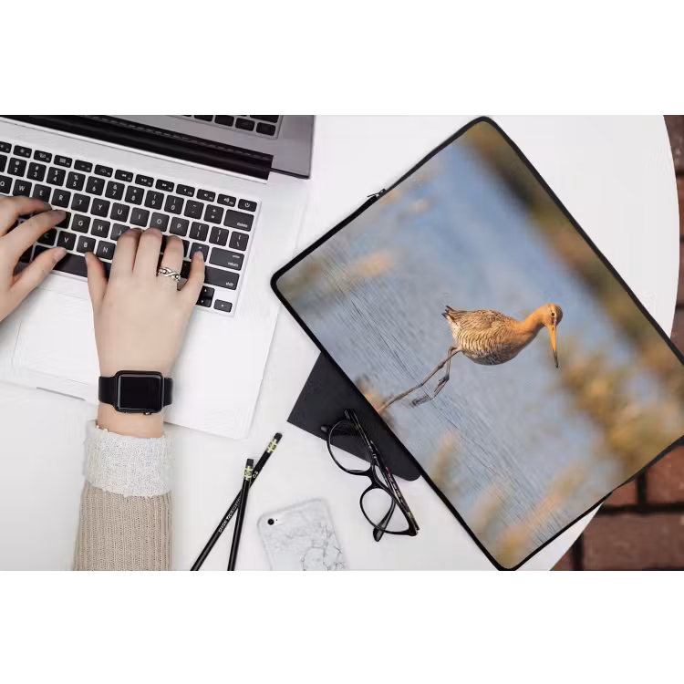 Vogel - Steltloper - Water - Natuur laptophoes neopreen klein -bureau